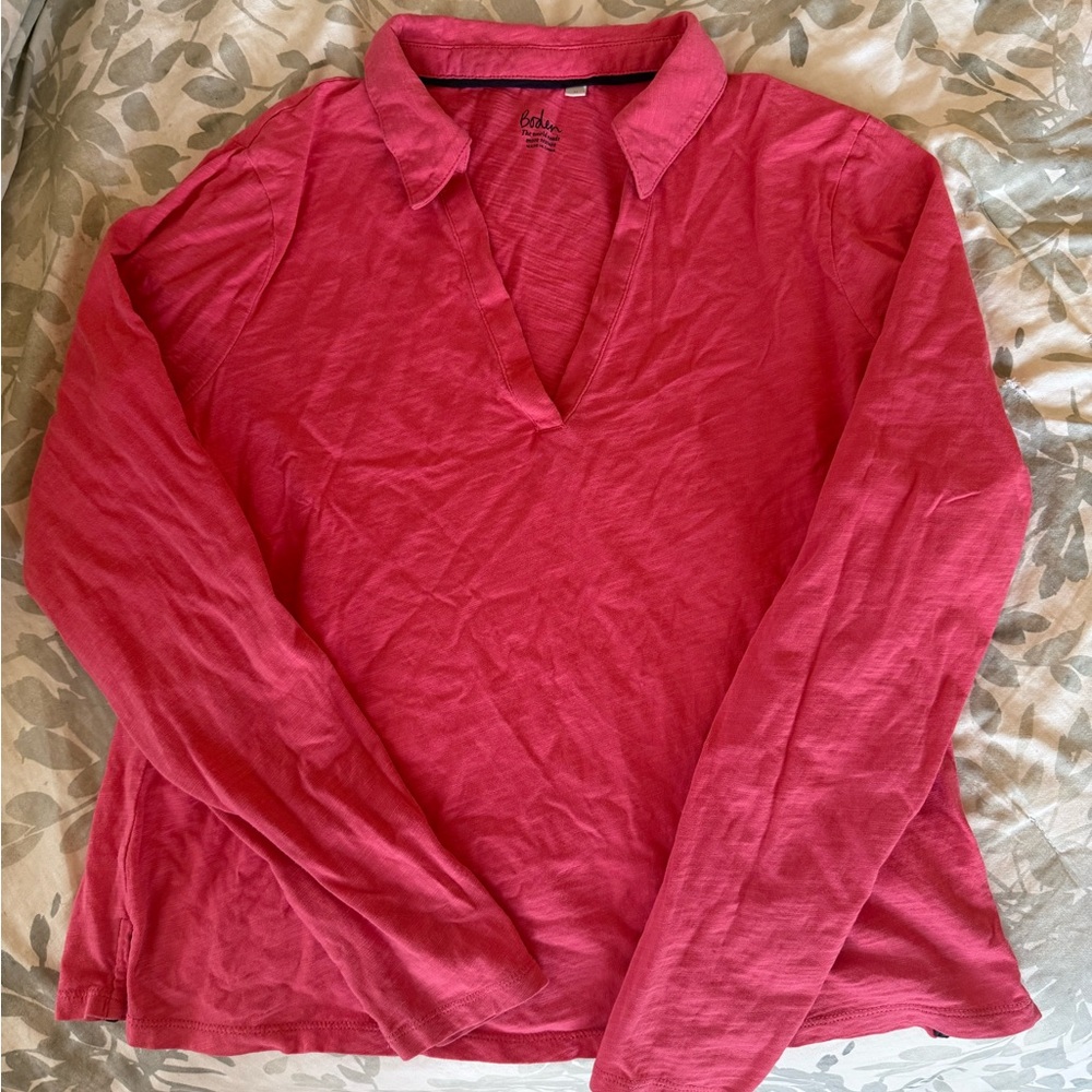 Boden Johnny Collar Women's Long Sleeve Pink Top